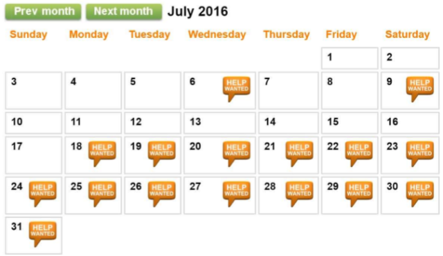 Volgistics Calendar